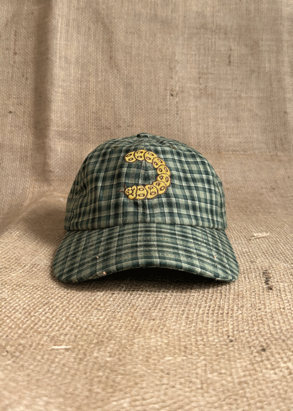 Caterpillar 6-Panel Cap Green Plaid